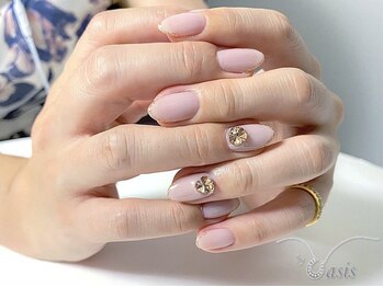 バイオアシス 麻布十番(by Oasis)/ラメフレンチ+3Dピンクストーン