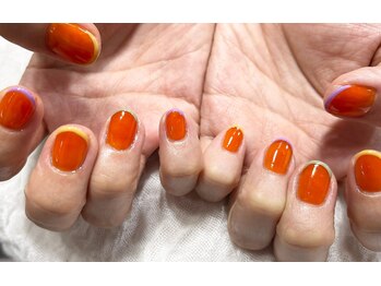 ネイル シスター(nail sister)/オレンジ×フレンチ