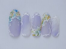 ネイリックス アヴェニール(NAILX avenir)/パープルマーブル×フラワー