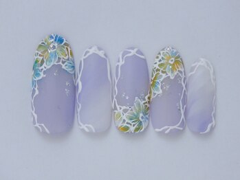 ネイリックス アヴェニール(NAILX avenir)/パープルマーブル×フラワー