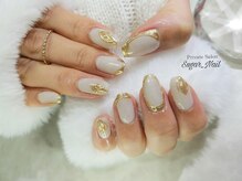 シュガーネイル(sugar nail)/ホワイト＆ミラーネイル