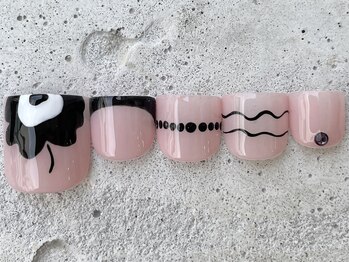 フリークネイル(FREAK Nail)/個性派手書きフラワーFOOT¥12000