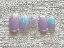 オレンジスティック/梅雨/水色/キラキラ/ニュアンス