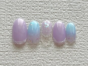 オレンジスティック/梅雨/水色/キラキラ/ニュアンス