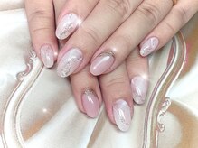 ハッピービューティー(Happy Beauty)/ピンクマーブル☆ゴールドミラー