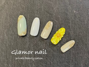 グラマーネイル(Glamor nail)/フラワー×ゴールド