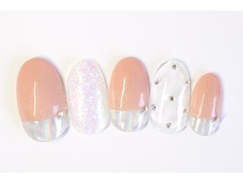 ネイルサロン アテナ(Athena)/持ち込みアート/ミラーフレンチ