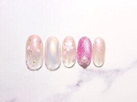 シンプルホロ桜ネイル初回￥6500