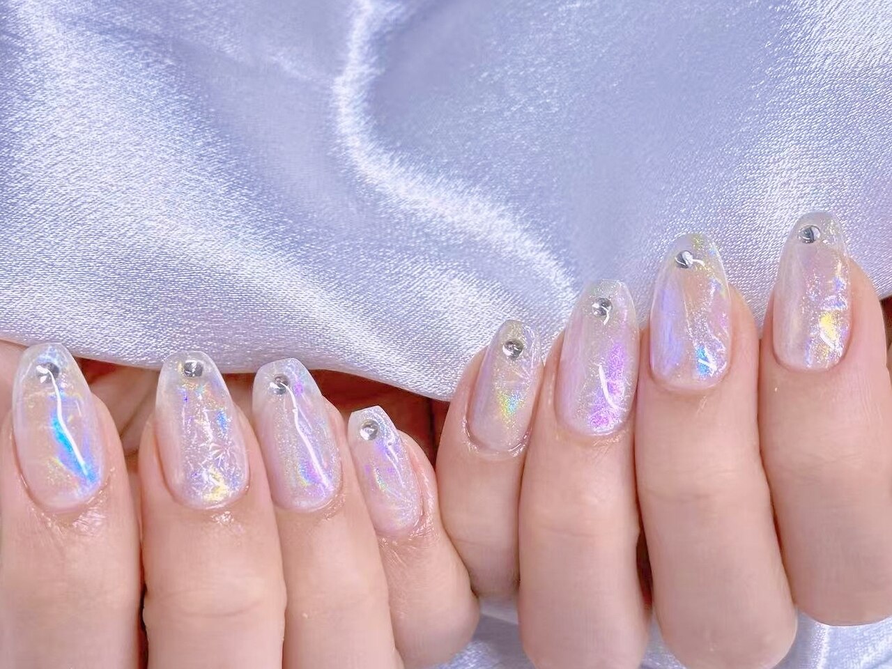 ネイルチップ ワンホン クリアストーン グラデーション オーロラ ホロ 透け感 ネイルチップ ワンホン クリアストーン グラデーション オーロラ ホロ