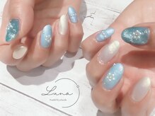 ネイルアンドまつ毛エクステ ルーナ イオン相模原店/ブルーフラワーネイル