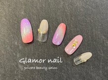 グラマーネイル(Glamor nail)/ピンク×ストーン