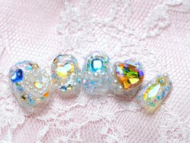 リボンハートホワイトパーツ