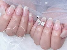 アネラ ネイルズ(Anela_nails)/マグネットフレンチ/リボン