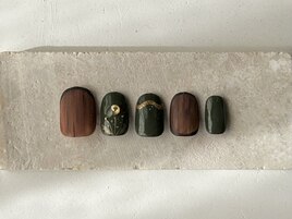 マットなウッドアートネイル