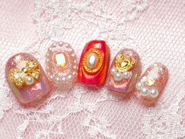 リボンハートピンクパーツ