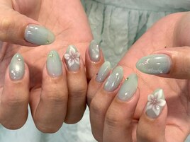 ミントグリーン3Dフラワー