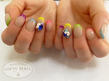 ロフティーネイル 駒川店(Lofty Nail)/カラフルフレンチネイル
