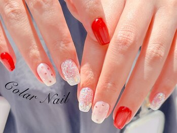 コラールネイル 本町(Colar Nail)/主役級!赤マグ×ドット