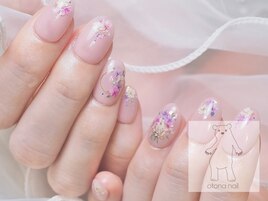 ブライダルネイル 押し花ネイル