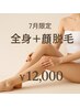 【8月限定】全身脱毛＋顔脱毛 通常14,500円→12,000円　VIO込み