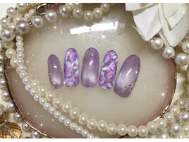 クリアパープルフラワーネイル