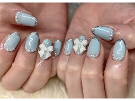 ワンホンネイル☆リボンネイル