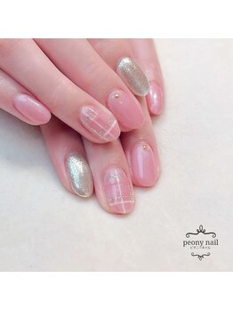 ピオニーネイル(peony nail)/キャンディカラーチェックネイル