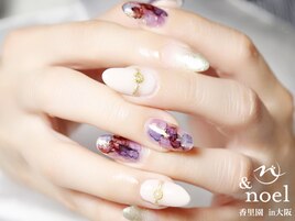 水彩画インクネイル ボルドー