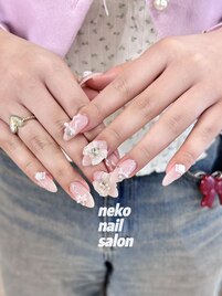 ワンホンネイル　リボンネイル