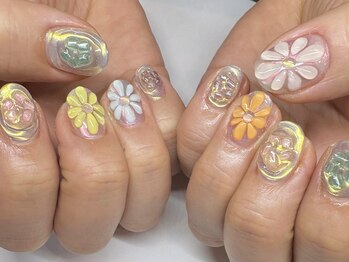 ぷっくり春ネイル