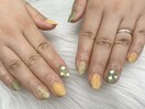 春のフラワー×チェックネイル
