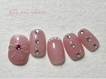 ネイルメゾン 梅田(NAIL MAISON)/ピンクリボンストーンキラキラ