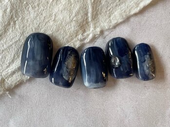 アイネイルズ 梅田店(I nails)/ネイビーもやもやぷっくり