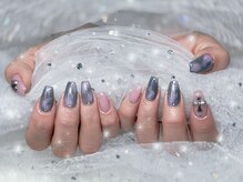 ベルグローアルファネイル(BELLE GROW ALPHA NAIL)/ピンク×グレーネイル