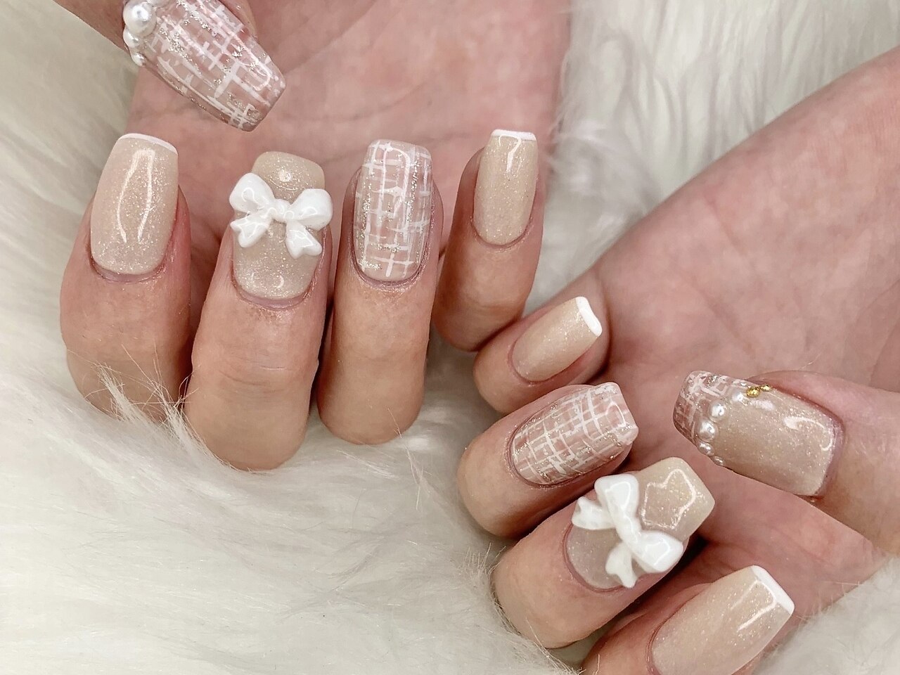 リボンツイードネイル：PG007045663｜恵比寿ミリ(mm)のフォト