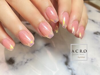 アクロネイル アンド アイ(ACRO NAIL&EYE)/オーロラミラーフレンチネイル
