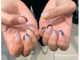 カラフルフレンチチェックネイル