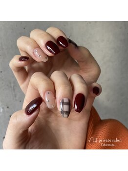 ルート12/秋色チェックネイル