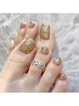 ノーラスリエン 銀座(NOLASLIEN)/フットネイル ラメ 秋ネイル