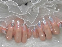 ベルグローアルファネイル(BELLE GROW ALPHA NAIL)/水色ピンクガラスフレンチ