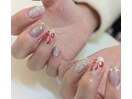 ぷっくりリボンとツイードネイル