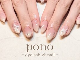 白グラデーション/リボンネイル