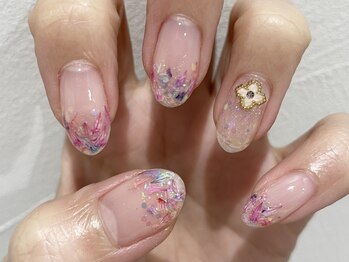 クォーターリゾートネイル(QUARTER RESORT nail)/押し花クリアネイル☆　