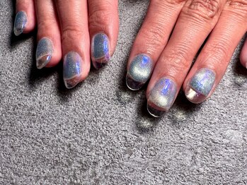 レフトネイルズ(LEFTNAILS)/クリアフレンチ　ミラーオーロラ