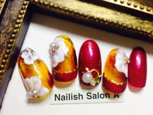 ネイリッシュサロン エー(Nailish Salon A)/2016秋ネイル／べっこうフラワー