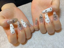 ミラーネイル　ハートネイル