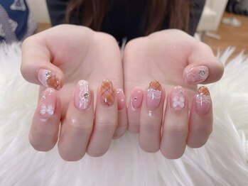 ハラ(Hara)/チェックとレース合わせデザイン