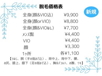 プルーラント エステ コウベ(Pullulant Esthe Kobe)/【新規】脱毛価格表