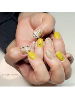 チェック×イエロー