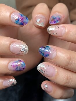 レディグリッター(Lady glitter)/ブリーディングネイル×銀箔